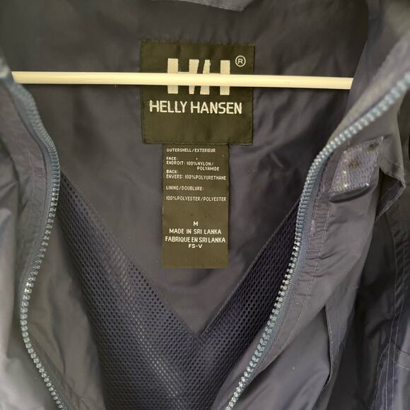 Helly Hansen Men's Hooded Windbreaker Rainjacket Zip Up Packable in Navy Size M - Picture 2 of 7